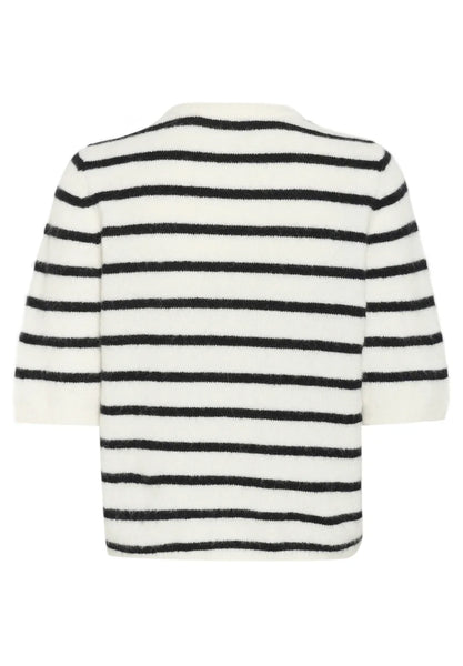 The Alpha G SS Jumper in Ivory Black Stripe