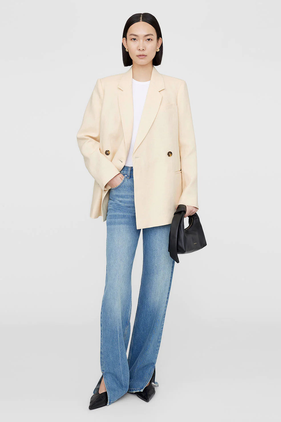 The Kaia Blazer in Light Yellow Linen