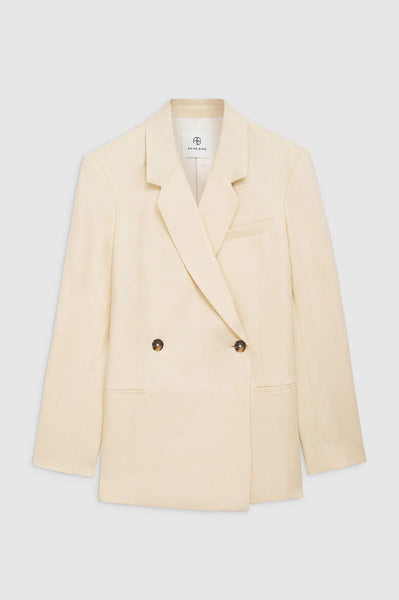 The Kaia Blazer in Light Yellow Linen