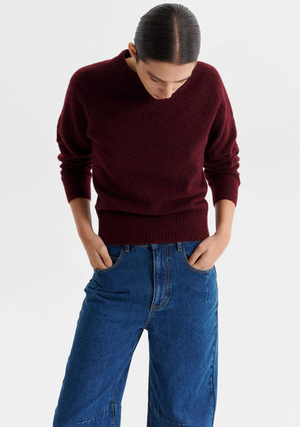 The Solenne Knit Pullover in Eggplant