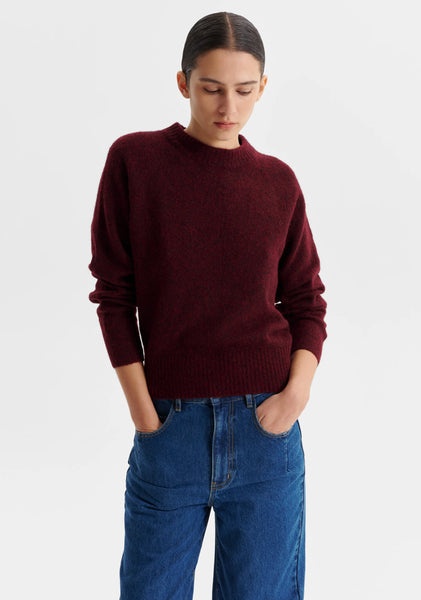 The Solenne Knit Pullover in Eggplant