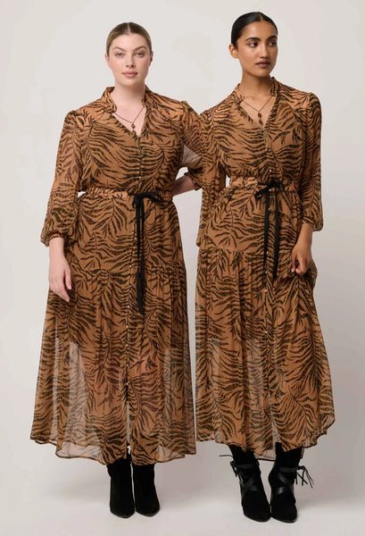 The Solene Sheer Viscose Midi Dress in Exotica