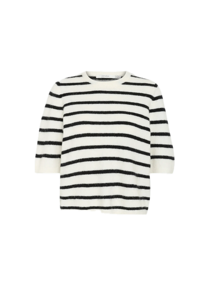 The Alpha G SS Jumper in Ivory Black Stripe