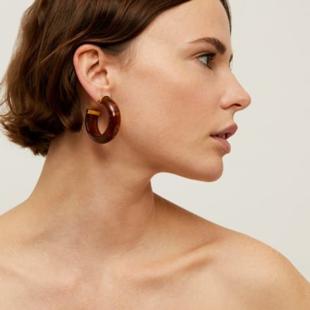 The Abalone Acetate Earrings in Brown