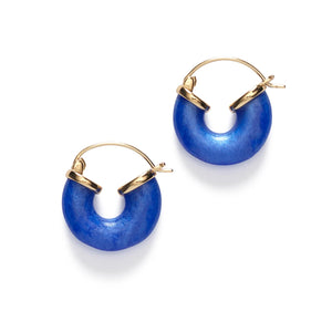 The Petit Swell Hoop Earrings in Deep Blue