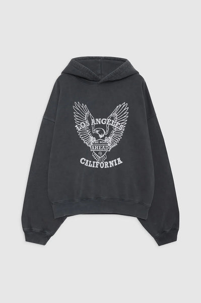 The Alec Hoodie White Eagle in Washed Black